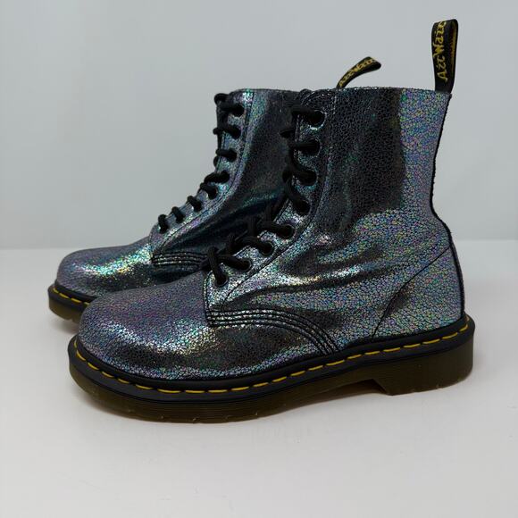Dr Martens Boots Women's 7 Gray Metallic Iridescent Pascal AW004 SK06S - Picture 5 of 14